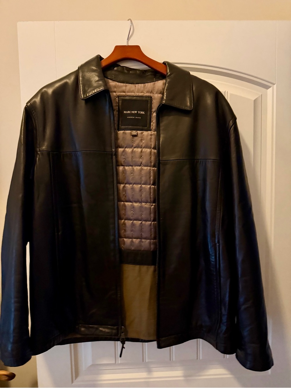 Marc New York / Andrew Marc Black Leather Bomber Jacket with Quilted Liner